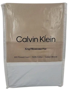 Calvin Klein King Kissenbezüge 2 Stück 100% Baumwolle 300 Fäden - Einfarbig Beige - Bild 1 von 2