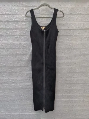 New Michael Kors Ribbed Stretch Wool Blend Zip Up Tank Dress Sz L - Image 1 of 4