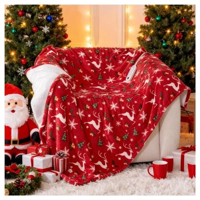 Electric Blanket Heated Throw, Soft Flannel Christmas Heated Blanket with 8 H... - Image 1 of 4