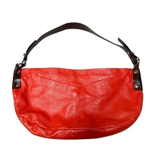 Francesco Biasia Hobo Leather Shoulder Hand Bag Purse Burnt Orange & Brown - Picture 1 of 14