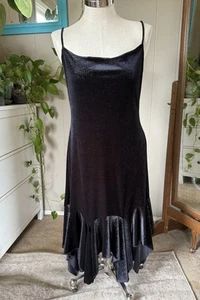 Vintage Onyx black/silver sleeveless midi Dress, size 16 - Picture 1 of 9