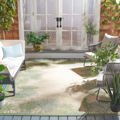 Кремовый/зеленый ковер для двора SAFAVIEH CY7945-14A18 для улицы - Изображение 1 из 4