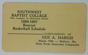 Bolivar Missouri Southwest Baptist College Bearcat Vtg Basketball Schedule 1956 - Picture 1 of 2