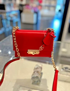 Michael Kors MK Cece Small Red Purse Handbag Purse Bright Crossbody Bag Shoulder - Picture 1 of 13