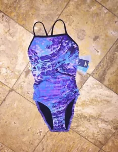 Speedo One-Piece Swimsuit Women's 26 / 0 Endurance Lite Photowave Purple NWT $70 - Picture 1 of 6
