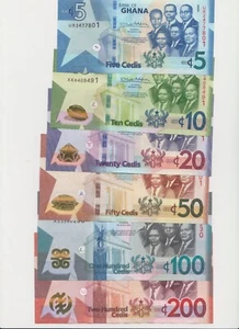 GHANA: Complete Banknotes Set - 6 Pieces 5 to 200 Cedis - 2022 All UNC - Picture 1 of 2