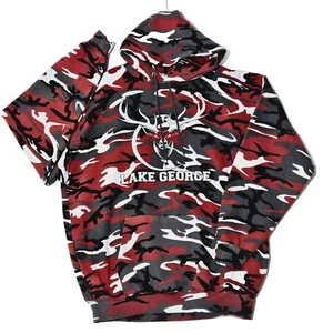 Lake George NY Camo Hoodie 10 Point Buck Hit Sz XL Pullover Fleece Lined - Picture 1 of 10