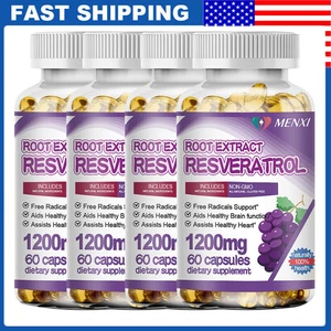 Resveratrol Root Extract 1200mg Maximum Strength Natural AntiAging Antioxidant - Picture 1 of 18