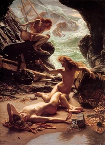 John William Waterhouse - Cave ( Cueva ) Del Storm Ninfas Vintage Fino Estampa - Picture 1 of 1