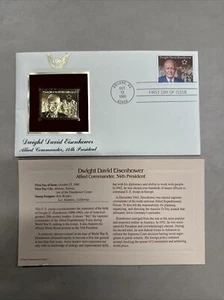 Dwight Eisenhower Gold 22K, 34th President Stamp, First Day of Issue 1990 - Picture 1 of 3