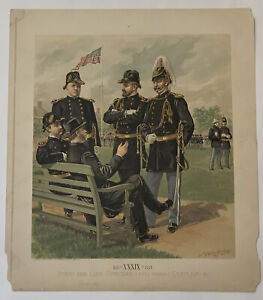 19th Cent H.A. Ogden Lithograph Staff and Line Officers Full Dress Chaplain & Co