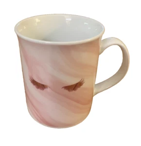 Coffee Mug Cup Gold Eyelashes Eye Lash Pink Marbling Ceramic - Picture 1 of 3