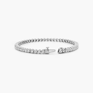 Pulsera de tenis de diamantes naturales reales de corte redondo de 3 quilates oro blanco 14k 7" H/I-SI1/SI - Imagen 1 de 5