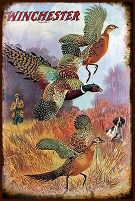 SIGNS FOR MANKIND Winchester Pheasant Hunting with Beagle Metal Poster Sign