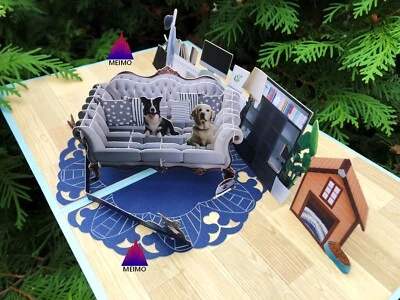 Tarjeta de felicitación emergente 3D perro cachorro mascota cumpleaños vacaciones aniversario amor madre Foto 1 de 4