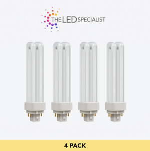 4x 13W G24q-1, 4 pin, Low Energy CFL BLD Double Turn Light Bulb Cool White Lamp
