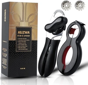 6 in 1 Multi Can Cap Tin Bottle Jar 2 Manual Opener Stainless Steel Kitchen Tool - Picture 1 of 12