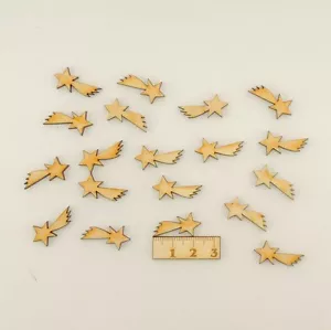 20 Kometen, Sternschnuppen in 2,5 cm Holz Weihnacht Advent Streuteil Deko - Bild 1 von 2