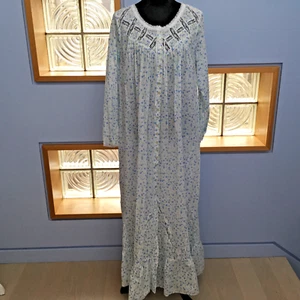 Eileen West Button Front Full Length Gown/Robe with Bluebell Print - Size S - Picture 1 of 14
