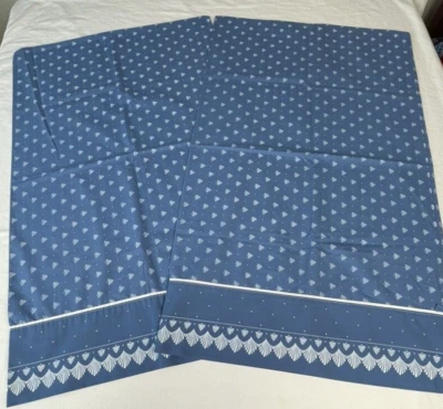 Fundas de almohada vintage Fieldcrest tamaño king azul concha percal algodón tubería EE. UU. Foto 1 de 4