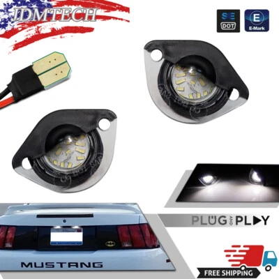 For 1994-2004 Ford Mustang White LED Rear Bumper license Plate Light Lamp Set - Image 1 of 4