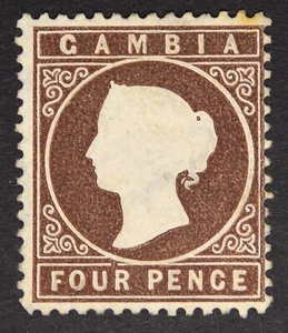 GAMBIA SG15B QV 1880 4d Brown, Wmk CC, P14, MNG - Picture 1 of 2