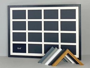 Sixteen 6x4" Photos. Wooden Multi Aperture collage Photo Frame. Wall Hanging - Picture 1 of 6