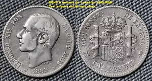 Alfonso XII año 1885* 1886. ESCASA moneda de 1 peseta PLATA. Peso 4,88 gr. - Imagen 1 de 2