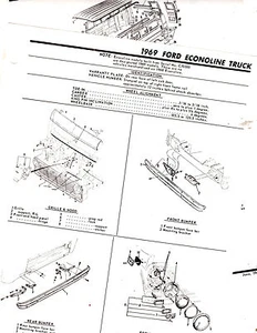 1969 FORD ECONOLINE TRUCKS 69 MOTOR'S ORIGINAL BODY PART FRAME CRASH SHEETS M - Picture 1 of 1
