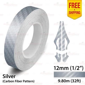 1/2" 12mm PinStriping Pin Stripe Styling Decal Vinyl Sticker CARBON FIBER SILVER - Picture 1 of 12
