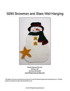 Patrón o kit de lona de plástico colgante de pared muñeco de nieve y estrellas - Imagen 1 de 1