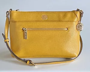 Anne Klein Classic Purse Handbag Lion Logo & Bag Charm Crossbody Cheerful Yellow - Picture 1 of 18