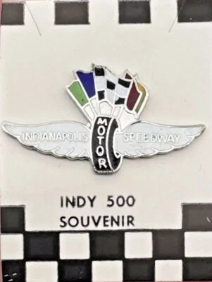 Vintage 1960s OFFICIAL INDY 500 INDIANAPOLIS MOTOR SPEEDWAY Silver Hat Lapel Pin - Image 1 of 3