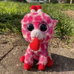 Ty Beanie Boos 6" Junglelove Pink Giraffe Solid Pink Eyes Plush W/ Tag Valentine - Picture 1 of 9