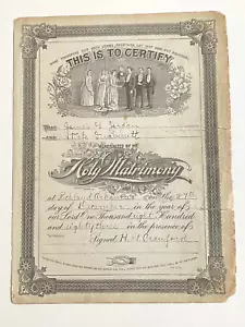 1883 CERTIFICATO DI MATRIMONIO ANTICO ARKANSAS USA epoca vittoriana - Foto 1 di 7