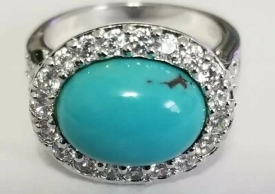 Anillo de plata de ley .925 ESPOSITO con ajuste estilo turquesa y halo s.5.75 Foto 1 de 4