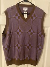 Obey Dazed Sepia Sweater Vest Knitted Size Medium Purple Brown Intarsia