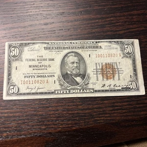 1929 $50 Federal Reserve Bank Note Minneapolis Minnesota - Picture 1 of 11