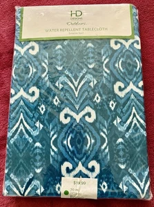 HD Designs Outdoor Wasserabweisende Runde 70 Tischdecke Blau & Weiß Neu Versiegelt - Bild 1 von 4
