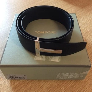 CINTURÓN TOM FORD REVERSIBLE LOGOTIPO T PARA HOMBRE CUERO NEGRO TALLA 85/34 PRECIO DE VENTA SUGERIDO POR EL FABRICANTE 590 £ ANUNCIO - Imagen 1 de 5