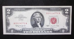 1963 $2 TWO DOLLARS Red Seal Legal Tender Banknote High Grade XF OLD US Note - Picture 1 of 2