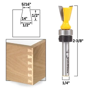 14° X 1/2" Dovetail Router Bit - 1/4" Shank - Yonico 14811q - Picture 1 of 1