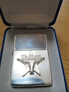 2002 Marlboro Sterling Silver  Zippo Lighter Longhorn - Picture 1 of 7