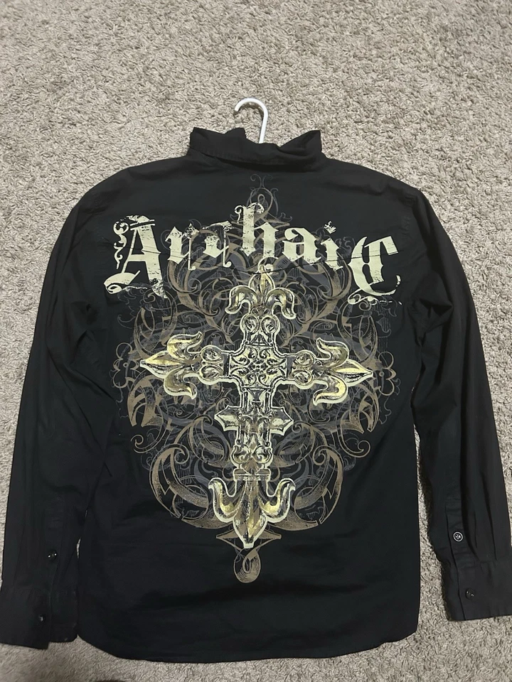 Camisa Arcaica Abotonada Manga Larga Negra XL Para Hombre De Colección Foto 1 de 3