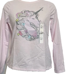 NWT Girl’s Unicorn Print Light Pink Long Sleeve T-Shirt - Cat & Jack-Choose Size - Picture 1 of 1