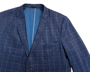 Abrigo deportivo Johnston & Murphy para hombre XXL XC Blazer flexible ventana panel cuadros azul - Imagen 1 de 16