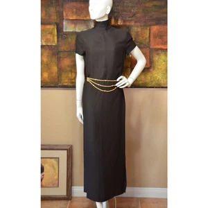 EMPORIO ARMANI Designer Brown Mock Neck Long Maxi Dress Size 44/8 - Picture 1 of 8
