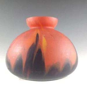 Ruckl Bohemian / Czech 'Orange Shimmy Pfau' Spatter Glass Flame Vase - Picture 1 of 8
