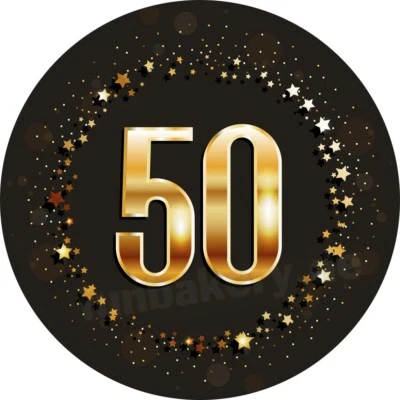 50.Geburtstag Tortenbild Muffinaufleger Party Deko Hochzeitstag Goldene essbar - Bild 1 von 4