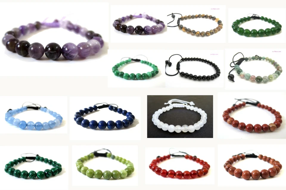 1 peça pulseira de contas de pedra preciosa de cristal natural feita à mão 6 mm  - Imagem 1 de 1